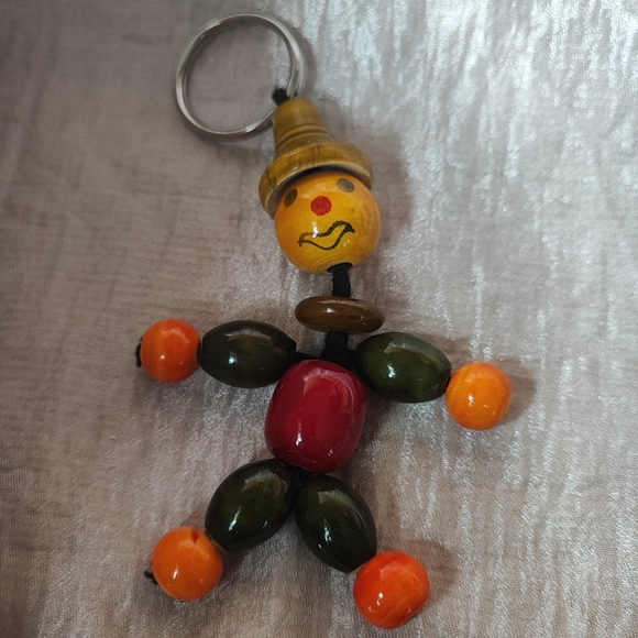 Vintage Wooden Lacquer Varnish Upcycled Crib Toy Keychain - Picture 11 of 11